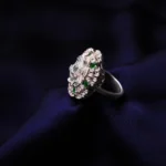 Kyra Designer Silver Green Sparkle Ring 1 1 5