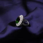 Kyra Green Round Silver Ring 1 1 5 4