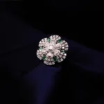 Kyra Designer Silver Green Sparkle Ring 3 2 4