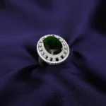 Kyra Green Round Silver Ring 3 2 4 4
