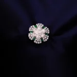 Kyra Designer Silver Green Sparkle Ring 2 3 7