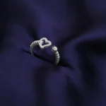Kyra Little Heart Front Adjustable Silver Ring 4 4 4 1 2